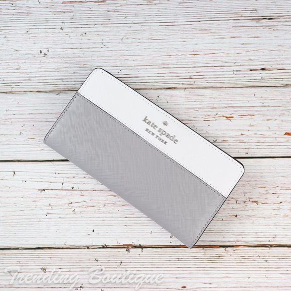 kate spade Handbags - NWT Kate Spade Staci Colorblock Large Slim Bifold Wallet in Nimbus Grey/White